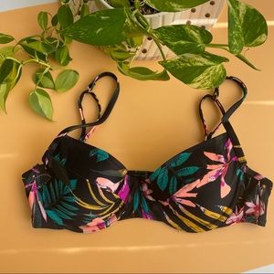 Floral + Black Underwire Swim Top